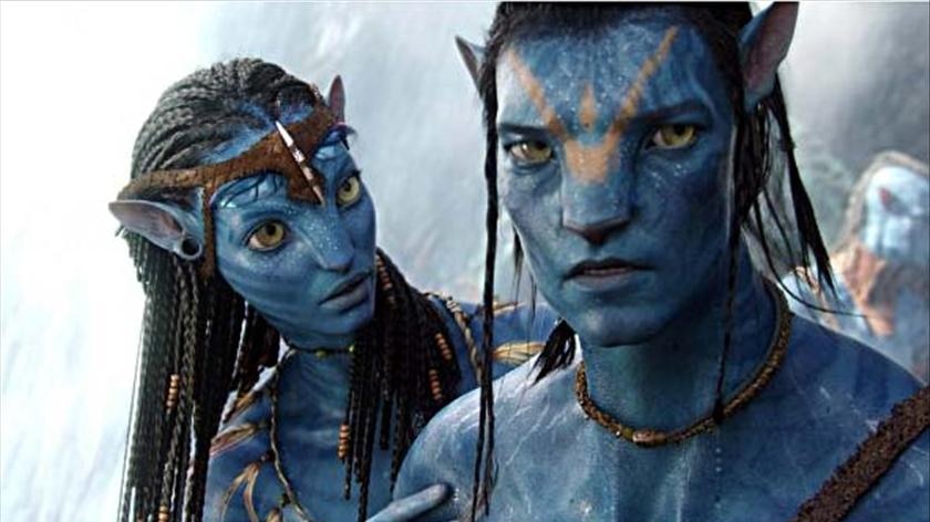 Zoe Saldana and Sam Worthington in Avatar