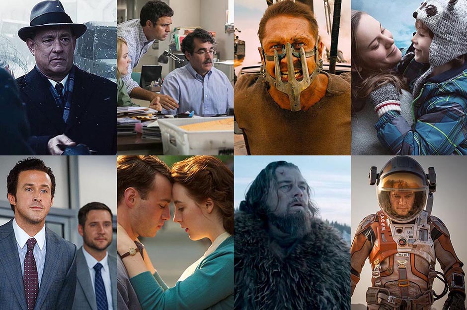 Composite image of the best picture nominees at the 2016 Academy Awards