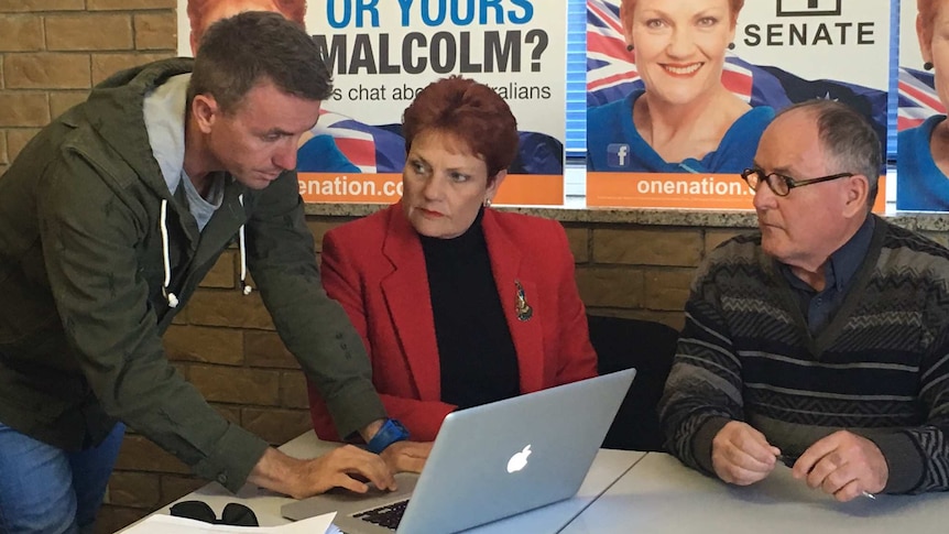 Ian Nelson with James Ashby and Pauline Hanson