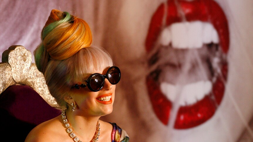Lady Gaga speaks at a news conference in India