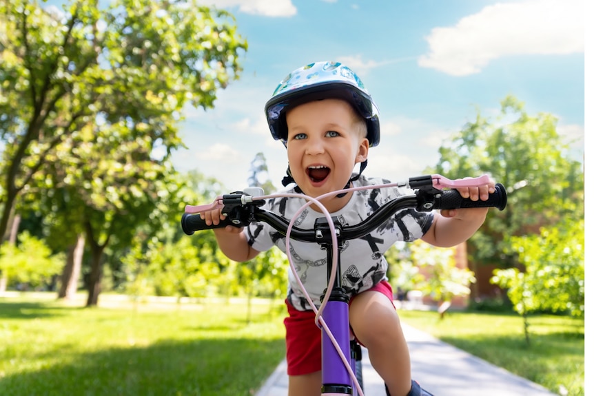 toddler on bike