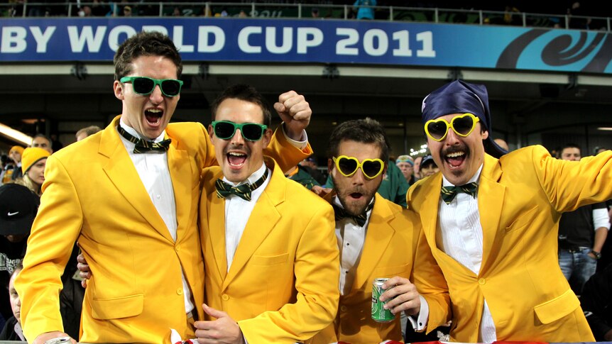 Australian Wallabies fans attend the 2011 Rugby World Cup semi-final match Australia vs New Zealand
