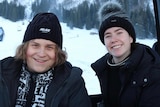 Young Adelaide couple Lukasz and Chelsea Ireland in the snow.