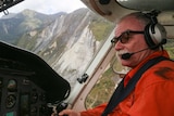 A photo from a helicopter shows a landslide