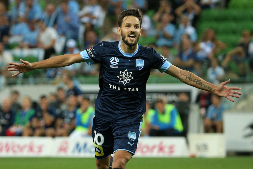 Sydney FC's Milos Ninkovic celebrates against Melbourne City