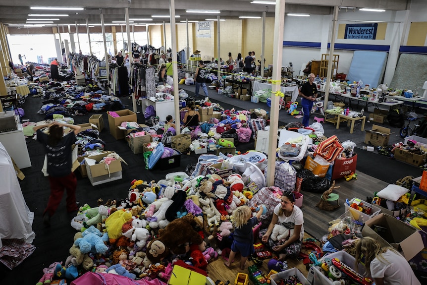 Hutchison's flood donation centre in Murwillumbah