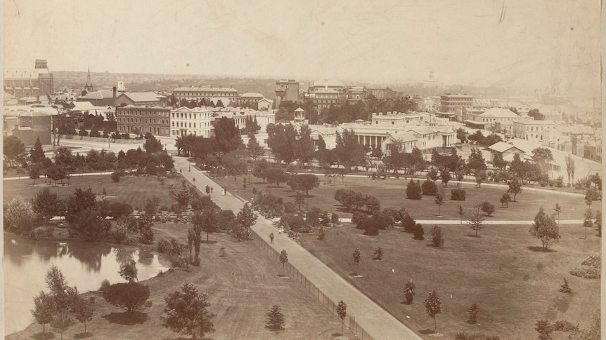 An old photo of Carlton Gardens.