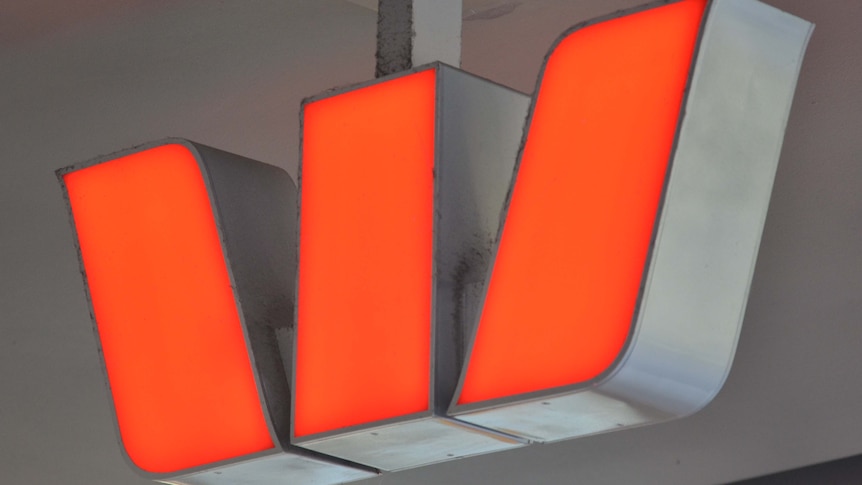 Westpac Bank logo outside branch