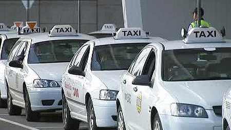 line of taxis