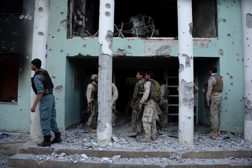 Damaged Afghan court complex