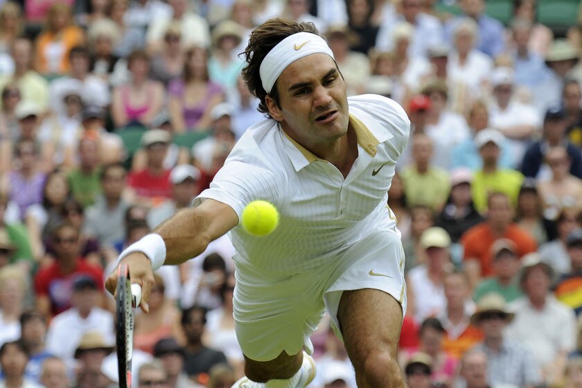 Federer at full stretch