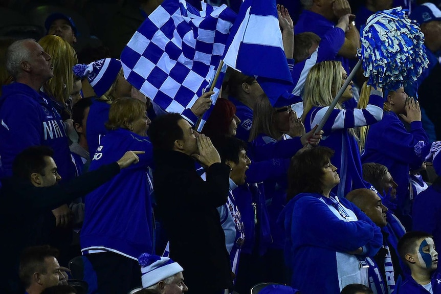 North Melbourne Kangaroos fans boo Sydney Swans player Adam Goodes at Docklands in June 2015.