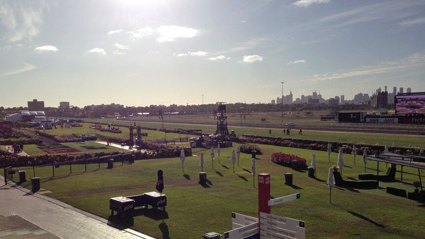 Flemington Racecourse before the crowds flood in for Melbourne Cup day.