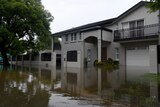 The flooded outside of a house