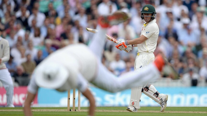 Australia's David Warner bats at The Oval on August 20, 2015.