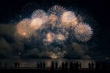 Fireworks explode over Mindil Beach in Darwin on July 1, 2017.