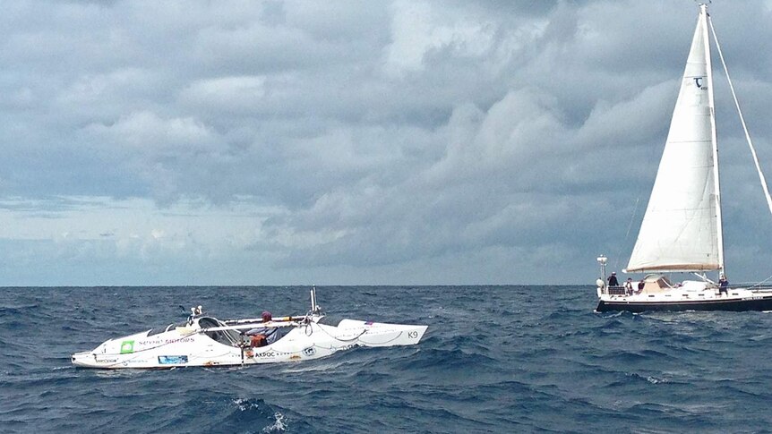 Fedor Konyukhov rows in to land at the Sunshine Coast