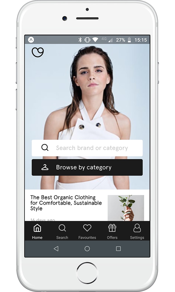 Actress Emma Watson featuring on a phone app