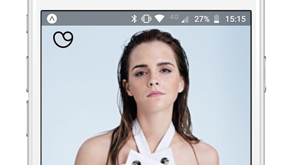 Actress Emma Watson featuring on a phone app