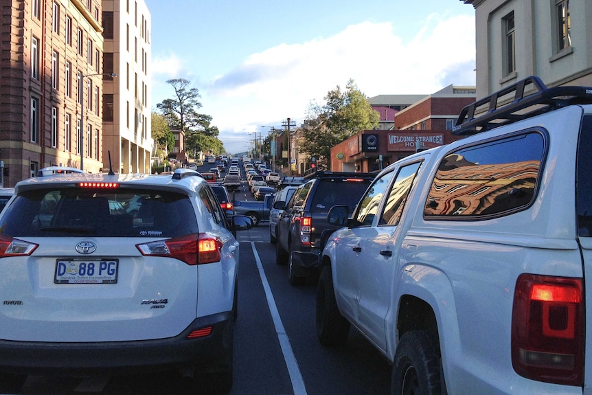 Hobart afternoon traffic on Davey Street