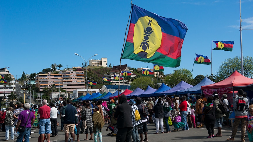 Crowds gather under pro-independence Kanak flags in Noumea ahead of New Caledonia's referendum.