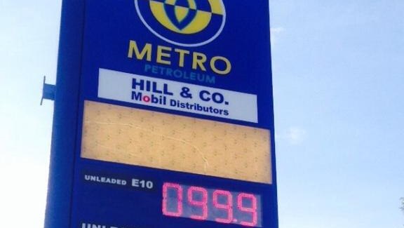 A sign showing the price of petrol