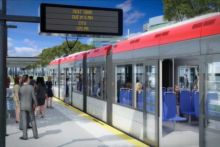 Artist impression of a light rail station.