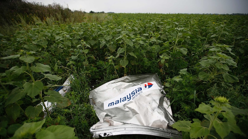 Debris from Malaysia Airlines flight MH17 on the ground in Donetsk