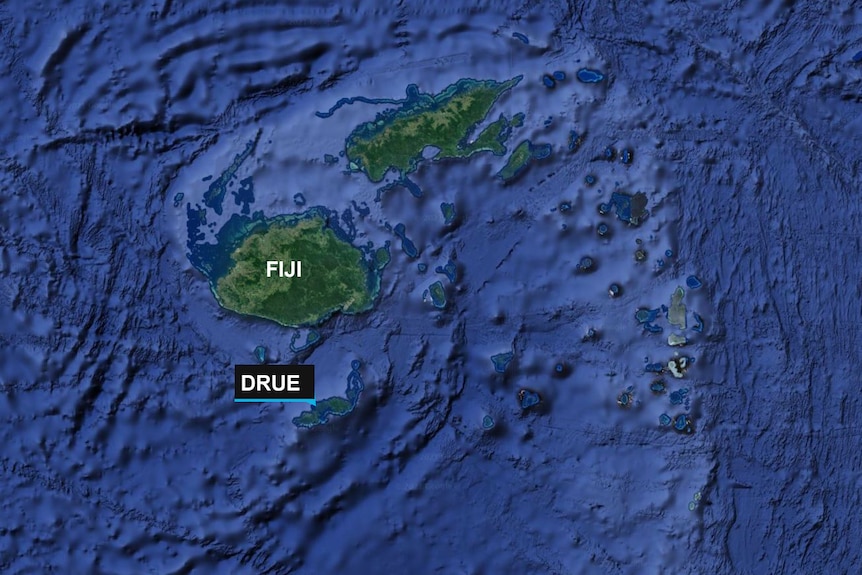 Google Earth map of Fiji with Drue labelled