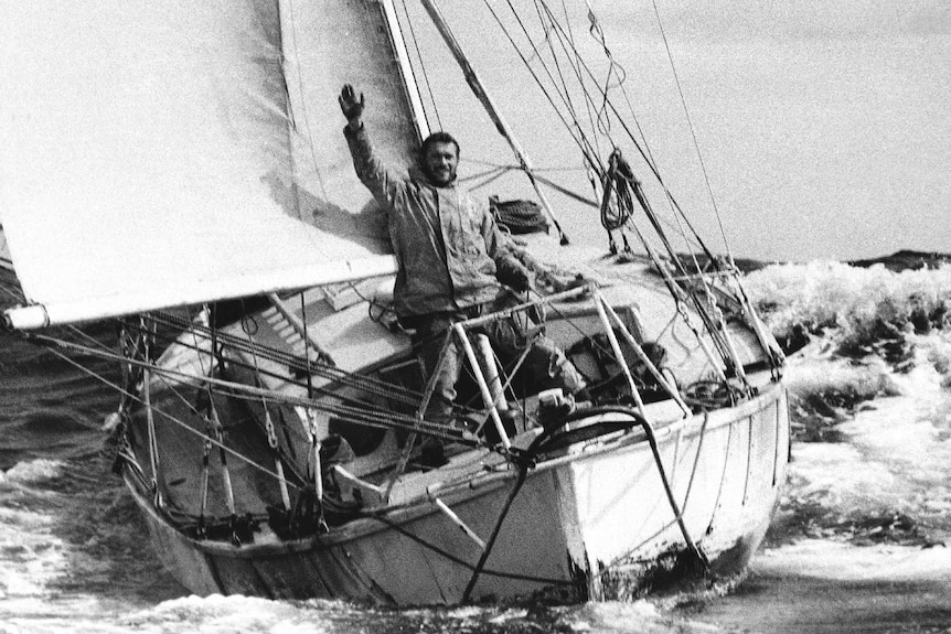 1968 Sunday Times Golden Globe winner Robin Knox-Johnston aboard Suhaili