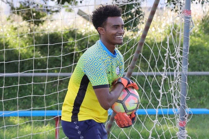 Brisbane United goalkeeper competing in the Ramadan Cup. 