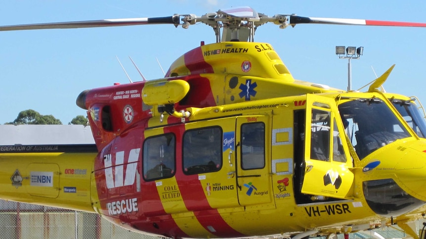 The Hunter's rescue helicopter is flying a man to the John Hunter Hospital, after he was crushed by a bull.