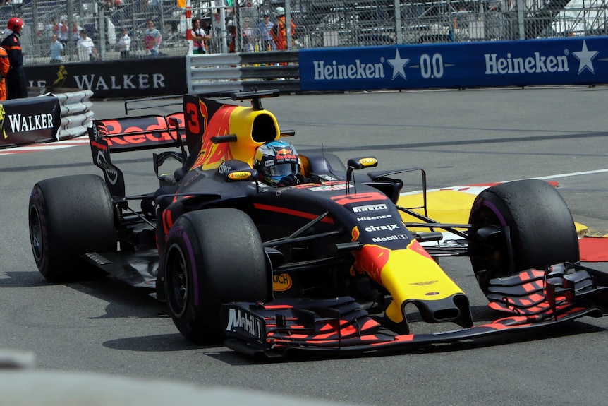 Daniel Ricciardo drives during the first practice during F1 at Monaco Grand Prix.