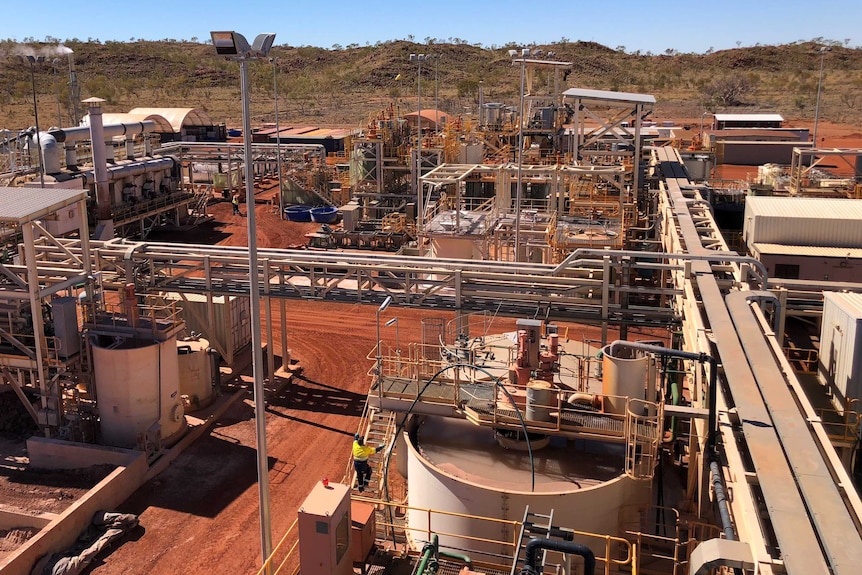 Aerial view of processing plant at mine