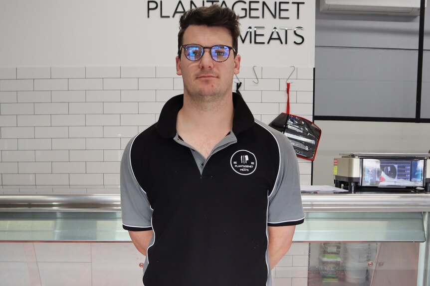 Image of butcher Josh Liebeck wearing a work polo shirt