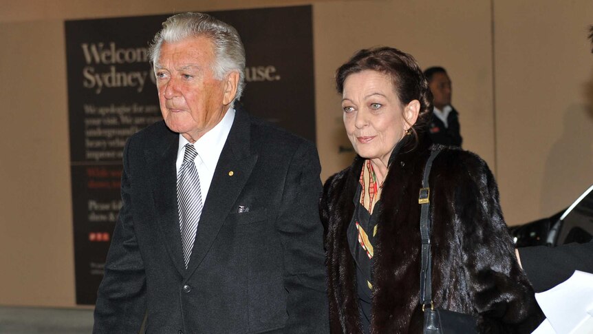 Bob Hawke arrives for the memorial service of his former wife Hazel