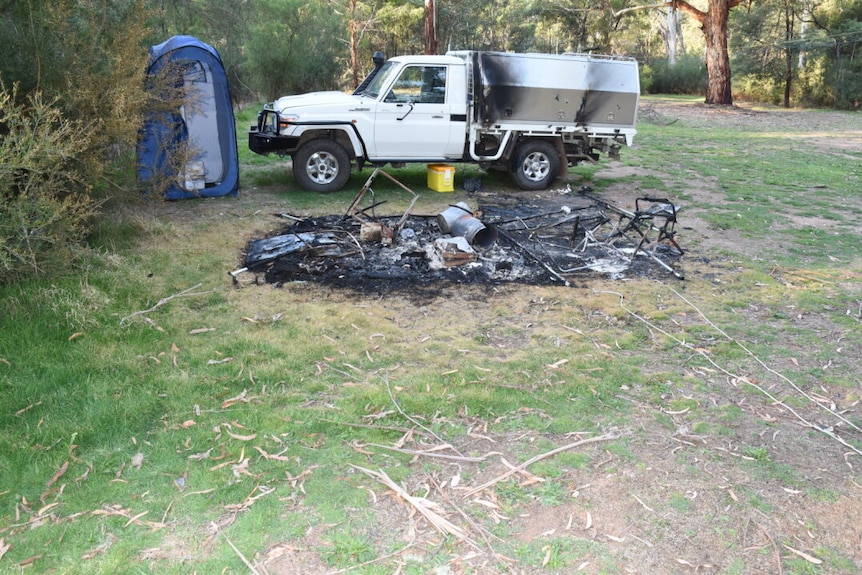 A burnt out campsite
