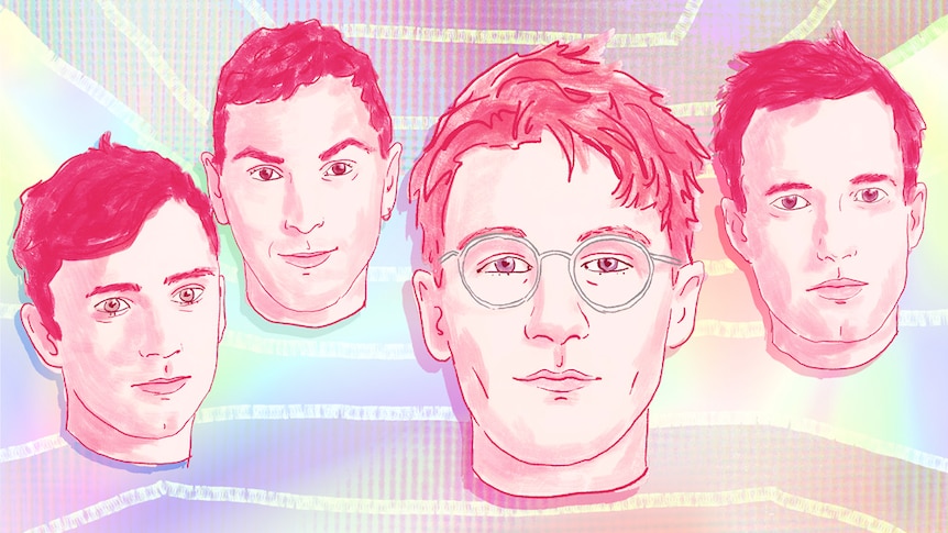 An illustrated portrait of British band and Hottest 100 of 2020 toppers Glass Animals