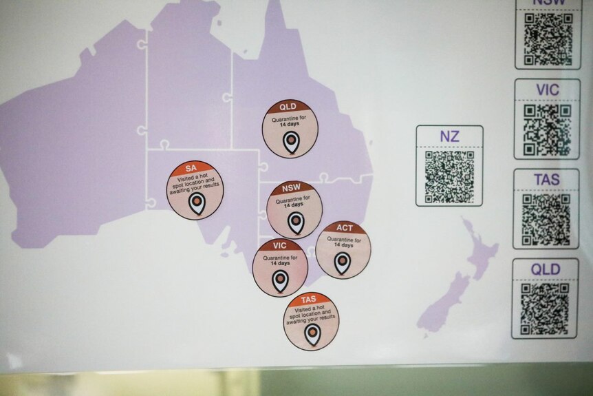 A close-up of QR codes and hotspot notifications on a map of Australia.