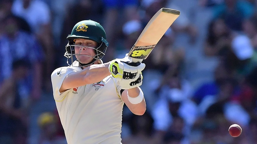 Steve Smith pulls the ball on day one of the Boxing Day Test