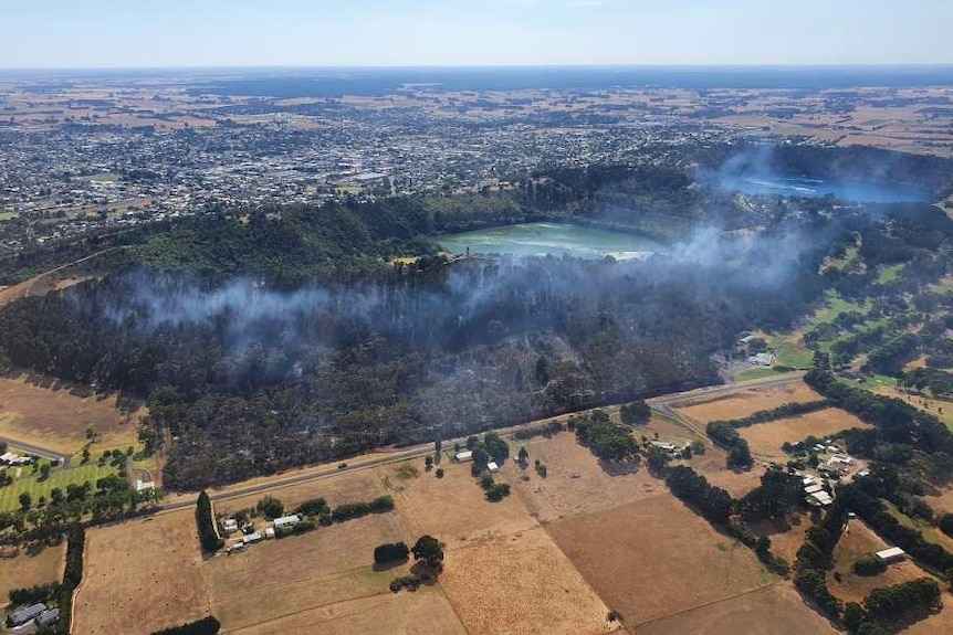 Aerial view of Crater Lakes fire