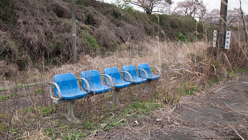 Empty seats in a Japanese village hit by the 2011 tsunami