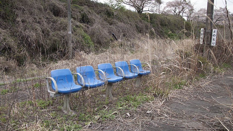 Empty seats in a Japanese village hit by the 2011 tsunami
