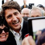 Justin Trudeau hugging a supporter