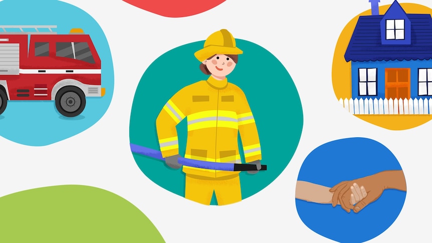 Digital illustration of an emergency worker wearing a yellow uniform.