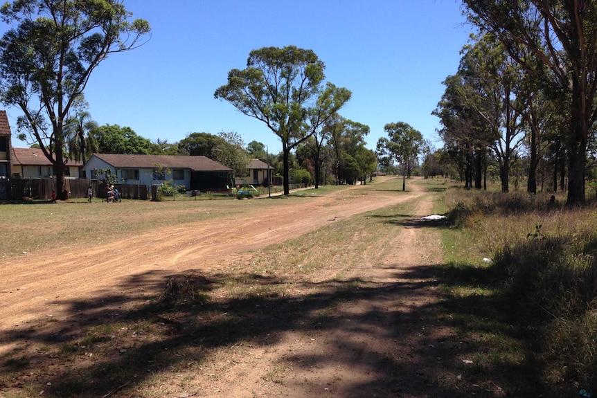 A dirt track where kids play, behind Cupainia Crescent in the western Sydney suburb of Bidwill.