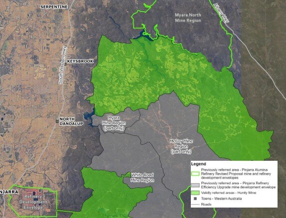 A map of Alcoa areas referred to the EPA