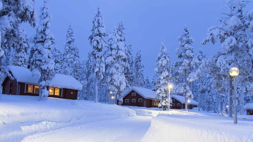 Snow covered rooftops in Finland