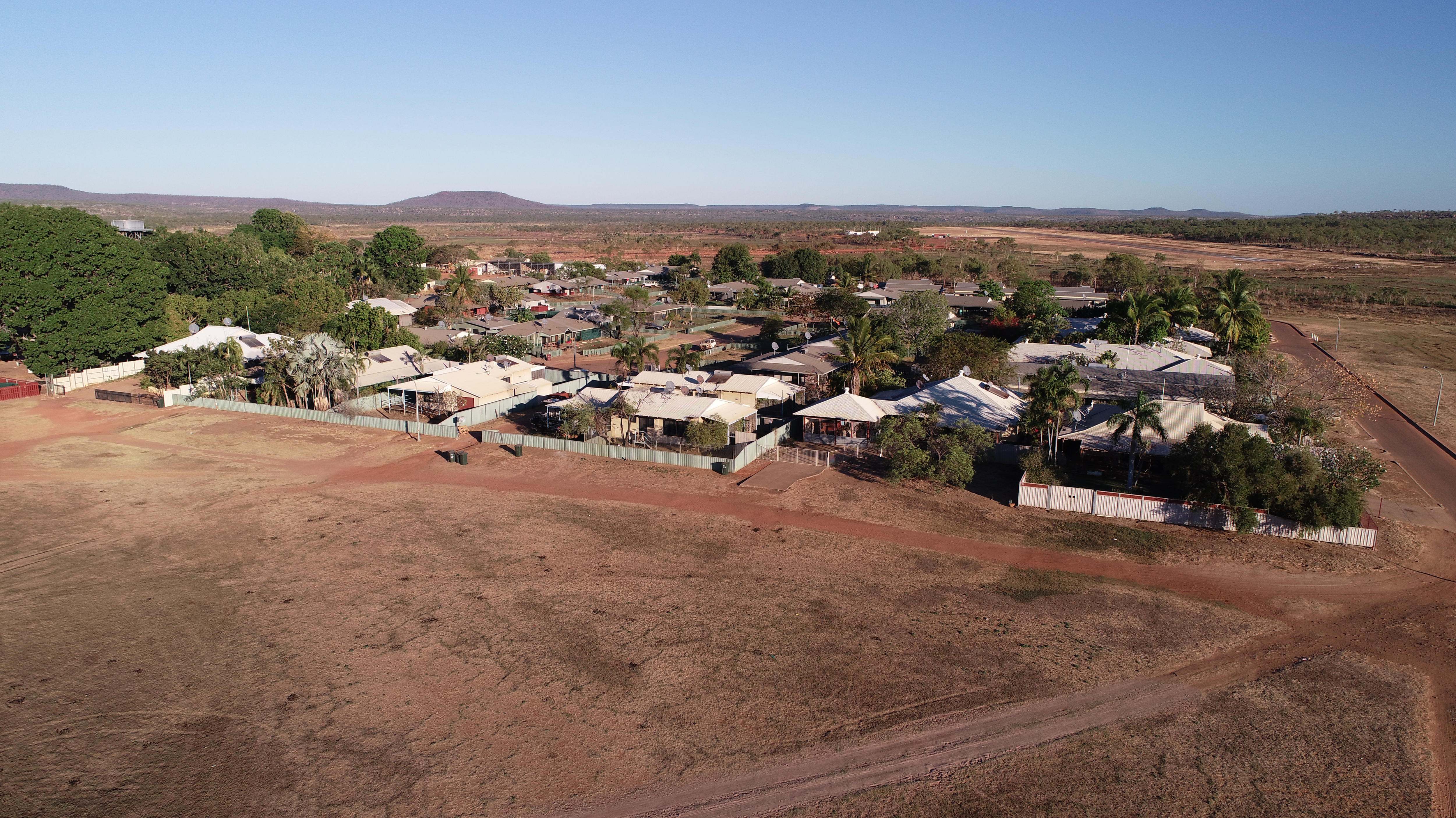 An aerial photo of an Indigenous community