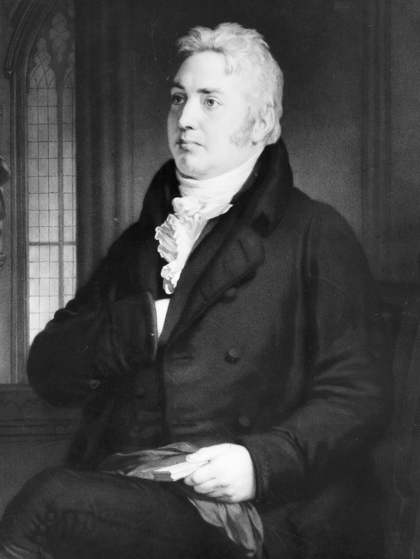 Black and white portrait of the English poet and philosopher Samuel Taylor Coleridge.